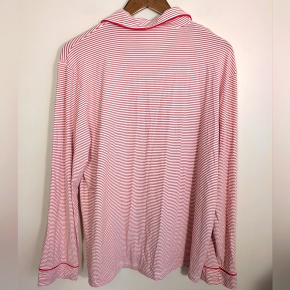 Serendipity Red Pin Stripe Loungewear Pajamas Long Sleeve Oversized Top - Picture 4 of 5